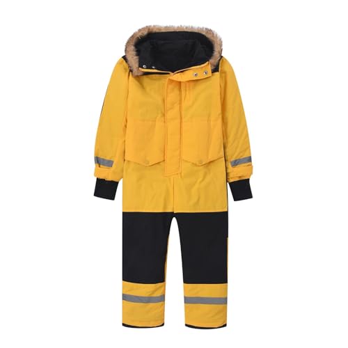 Overall Winter Jungen Mädchen Mit Kapuze Verdickt Warm Unisex Baby Schneeanzüge Winteranzug Schneeanzug Wasserdicht Outdoor Schneeoverall Winterjacke Gelb 90 von Generisch