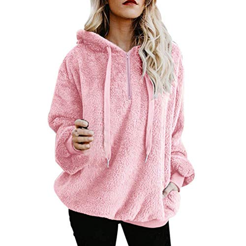 Oversize Hoodie Damen Plüschmantel Plüsch Teddy Fleecejacke Sweatshirtjacke Mit Kapuze Flausch Kapuzenpullover Vintage Teenager Pulli Fleecepullover Winterpullover Fleecemantel Sweater Kuschelpullover von Generisch