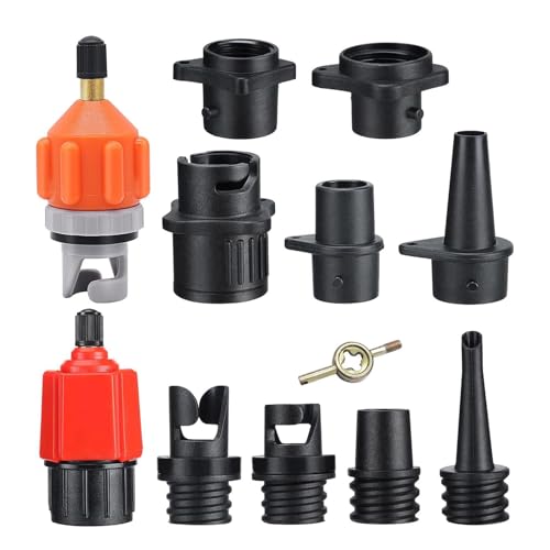 Paddle Board Inflator Adapter, Luftpumpenkonverter, Aufblasbare Kajakpumpe, Paddle Board Pumpenadapter, Pumpkopfanschluss, 9 Düsen Enthalten Adapter für Luftpumpenkonverter und Kompressor von Generisch