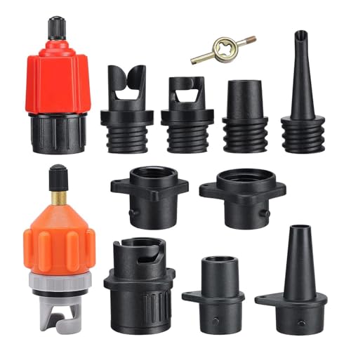 Paddle-Board-Kompressor-Adapter, Paddle-Board-Luftkompressor-Adapter, Luftpumpenadapter, 9 Düsen im Lieferumfang enthalten, Pumpkopfanschluss für aufblasbares Kajak-Paddelbrett, Luftkompressor-Pumpenk von Generisch