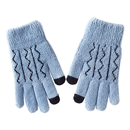 Pelz Handschuhe Damen Satin Handschuhe Schwarz Screen Gloves for Winter Thermals Plus Fahrradhandschuhe aus -Strick Seidenhandschuhe Schwarze Lange Handschuhe Damen (Blue, One Size) von Generisch