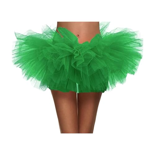 Petticoat grün, Tüllrock Damen 50er 80er Tutu Rock - Klassisch Elastisch 3 Lagig Tüll Rot Tütü Dirndl Kurz Ballett Unterrock Petticoat von Generisch