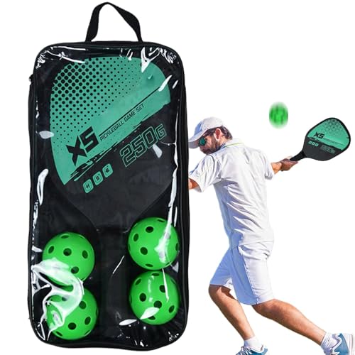 Pickle Ball Paddel-Set, Pickle Ball Paddel und Bälle | Schlägerset Pickle Ball Kit,4 Pickle-Bälle, Set mit 2 Schlägern, Schläger mit Komfortgriff für Indoor-Outdoor-Fitness-Übungen von Generisch