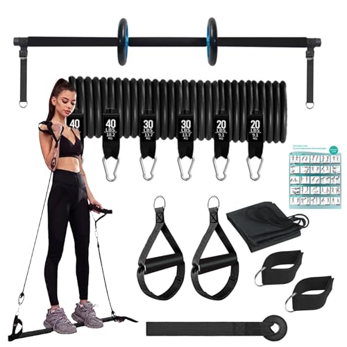 Pilates-Bar-Set,Pilates-Bar-Set - Pilates-Streckstange mit Widerstandsbändern,Damen-Fitnessgeräte, tragbares Pilates-Übungsstab-Set für Ganzkörpertraining von Generisch