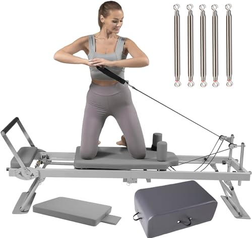 Pilates Reformer Home Gym Equipment - Faltbares Reformer-Set mit Metallfedern für Zuhause und Fitnessstudio von Generisch