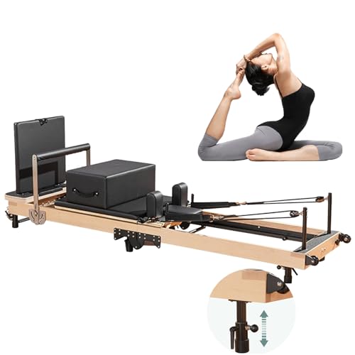Pilates-Reformer-Maschine aus Holz, faltbar, für Heimtraining, verstellbare Intensität, Pilates-Bett, kompakte Pilates-Ausrüstung von Generisch