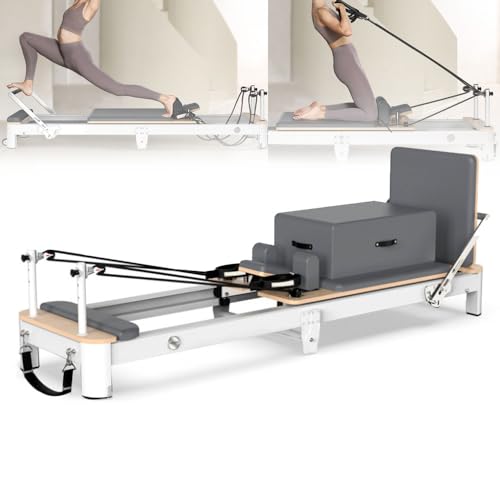 Pilates-Reformer-Maschine für das Fitnessstudio zu Hause, fünfteiliges Set, Aluminiumrahmen, Trainingsgerät mit 500 kg Tragkraft, faltbar und leicht zu verstauen von Generisch