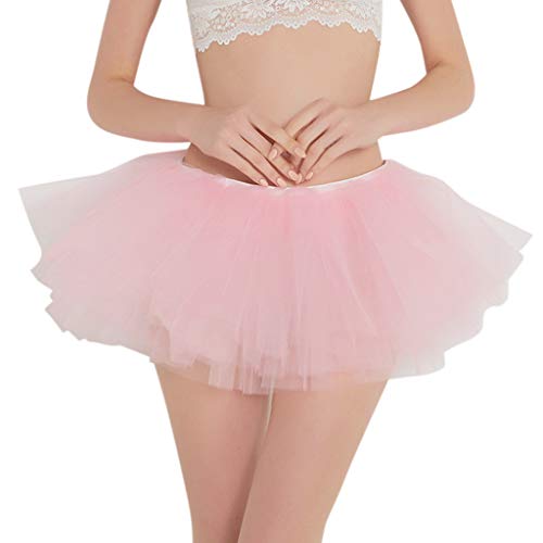 Pinker tüllrock Damen, Petticoat Damen Karneval Kostüm Fasching Unterrock - Tüllrock Klassisch Elastisch Ballettrock Mesh Tanzen Rock Minirock Tanzkleid Ballkleid Abendkleid Gelegenheit Zubehör von Generisch