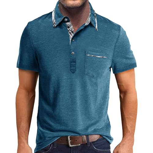 Polo Shirt Herren Slim Fit Kurzarm Funktionshemd Schnelltrocknend Atmungsaktiv Golf Sport Poloshirt Kleidung Sommer Freizeit Short Sleeve Regular Summer Breathable von Generisch