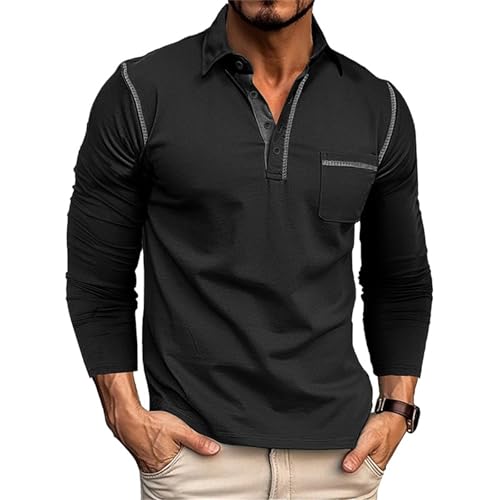 Poloshirt Herren Langarm Herren Tshirt Sommer Poloshirt Kurzarm Baumwolle Trachten T Shirt Golf Sport Hemd Polohemden Slim Fit Poloshirts Polohemd Männer mit Brusttasche Große Größen Schwarz XL Poloshirt Herren Langarm Herren Tshirt Sommer Poloshirt Kurzarm Baumwolle Trachten T Shirt Golf Sport Hemd Polohemden Slim Fit Poloshirts Polohemd Männer mit Brusttasche Große Größen Schwarz XL von Generisch