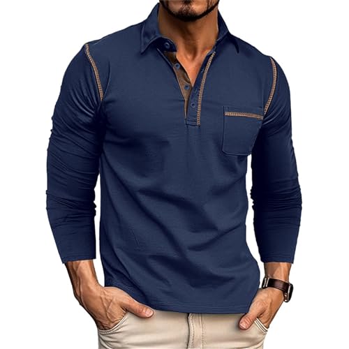 Poloshirt Herren Langarm Poloshirt Herren Langarm Tshirt Slim Fit Mode Polohemd Golf Sport T Shirt Polohemden Trachten Sommer Hemd Poloshirts Männer Große Größen mit Brusttasche Blau XL Poloshirt Herren Langarm Poloshirt Herren Langarm Tshirt Slim Fit Mode Polohemd Golf Sport T Shirt Polohemden Trachten Sommer Hemd Poloshirts Männer Große Größen mit Brusttasche Blau XL von Generisch