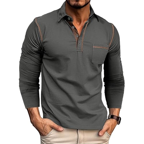 Poloshirt Herren Langarm Tshirt Herren Slim Fit Herrenpoloshirt Große Größen Polohemd Golf Sport Polohemden T Shirt Sommer Mode Hemd Poloshirts Männer mit Brusttasche Trachten Grau L Poloshirt Herren Langarm Tshirt Herren Slim Fit Herrenpoloshirt Große Größen Polohemd Golf Sport Polohemden T Shirt Sommer Mode Hemd Poloshirts Männer mit Brusttasche Trachten Grau L von Generisch