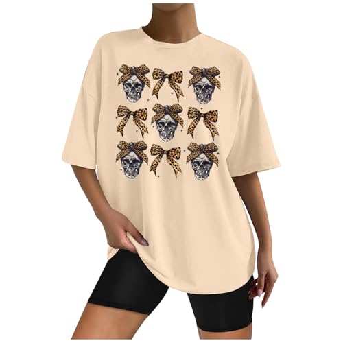 Problem Gelöst Tshirt Mit Blutigem Print T Shirt Lässig Elegant Shirts Festival Sommer Blusenshirt 2024 Locker Outfit Sommerbluse Frauen Oberteil Bluse Damenshirts Beige XXL von Generisch