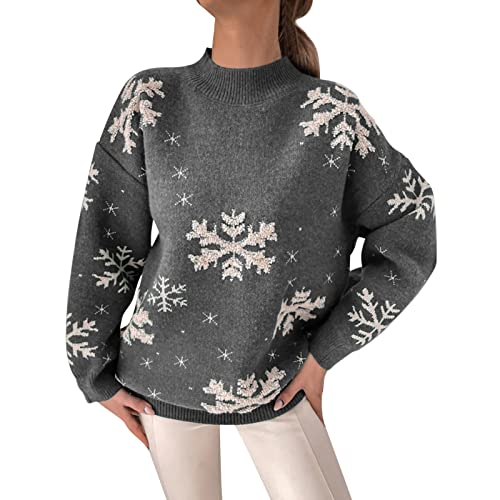 Pullover Damen Oversize, Damenpullover Langarm Elegant Rollkragenpullover Damen Warm Strickpullover Wollpulli Slim Fit Pulli Casual Einfarbig Rolli Pullover Basic Top T-Shirt von Generisch