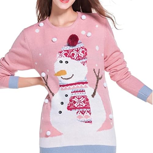 Pullover Damen Weihnachten, Weihnachtspullover Familie Weihnachtspullover Damen Warm Weihnachtspulli Strickpullover Mit Schneeflocke Lustig Rundhals Für Weihnachten Party von Generisch