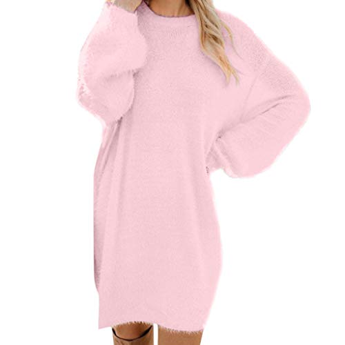 Pulloverkleid Damen Kleid Cashmere Kaschmir Pullunder Strickkleider Fledermaus Mohair Sweater Lässig Fleece Wollpullover Winterkleider Strickjacken Pullover Damenpullover Weihnachtspulli von Generisch