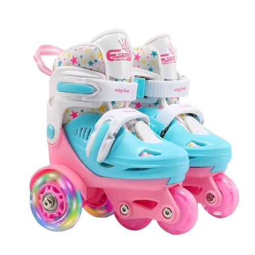 Quad-Skates für Kinder – verstellbare Quad-Rollschuhe für Kinder | Kinder-Rollschuhe, Mädchen-Rollschuhe, sichere und lustige Rollschuhe, hochelastische PU-Rollschuhe 2–8 Jahre alte und Mädchen von Generisch