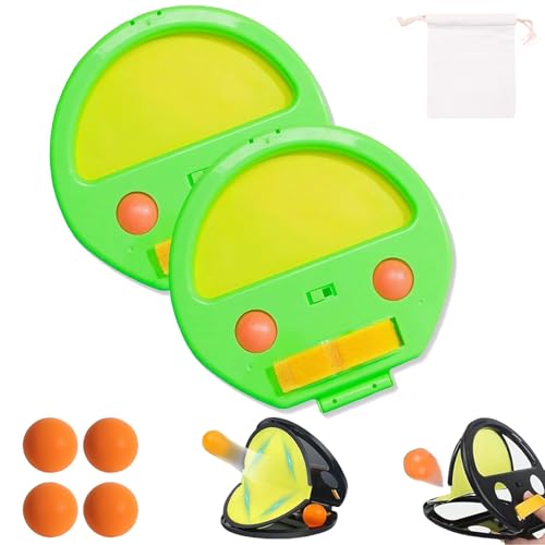 Racketpocket - Racket Pocket Catch Game, Racketpocket Outdoor Catch Toy, 1 Pairs Throw Catch Ball Game, with 4 Balls, for Outdoor Yard Game Beach Pool Toy (Green,Two Balls) von Generisch