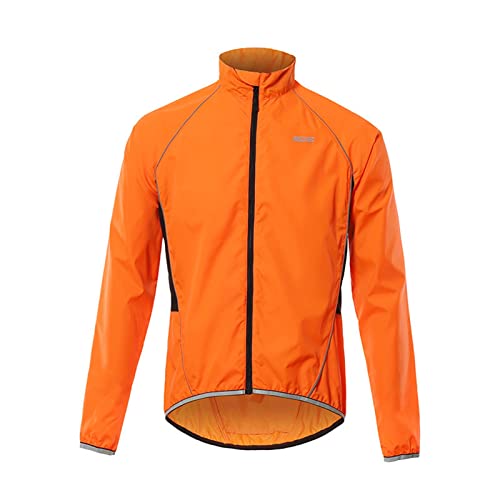 Reflektierende Hemden für Herren, durchgehender Reißverschluss, lange Ärmel, Fahrradtrikot, Langarm-Shirt für Herren (Orange, L) von Generisch