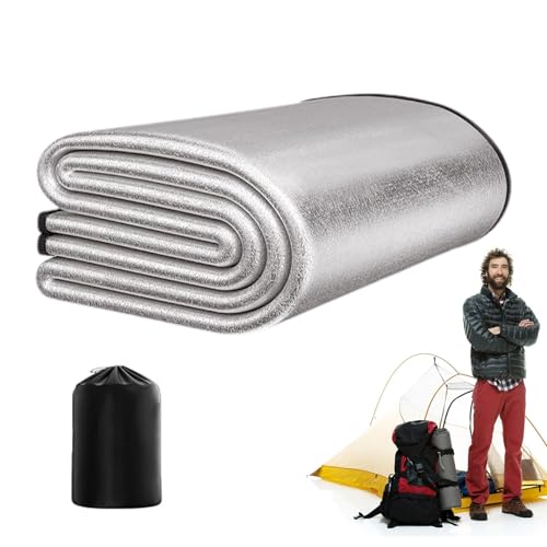 Reflektierende Wärme-Campingmatte – Camping-Isomatte, Strandmatratzenauflage aus Aluminiumfolie, Camping-Isoliermatte, Schlafzeltunterlage für Camping, Wandern, Picknick von Generisch