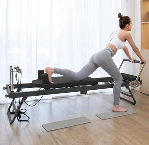 Reformer Pilates Maschine Faltbar mit 5 Latex-Elastikseilen für den Heimgebrauch - Einstellbare Pilates-Ausrüstung für Heimtraining - Anfänger Pilates Bett bis zu 120.2 kg von Generisch