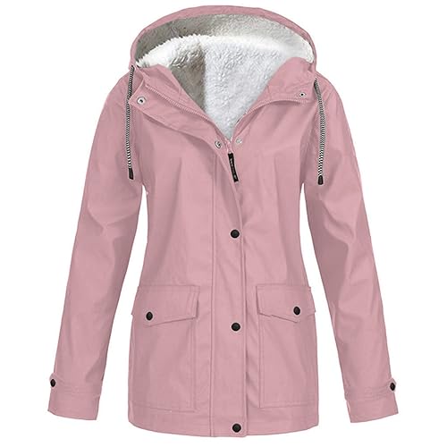 Regenjacke Damen Wasserdicht Atmungsaktiv Bunte Jacken Fahrrad Übergangsjacke Windbreaker Damenjacke wasserdichte Gefütterte Regenmantel Windjacke Einfarbig Große Größen Regenparka von Generisch