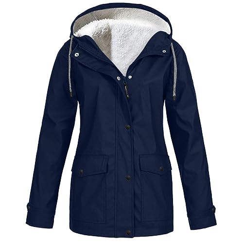 Regenjacke Damen Wasserdicht Atmungsaktiv Regenmantel Lang Raincoat Women Frühling Windjacke Einfarbig Windbreaker Regenparka Dünne Leicht Damenjacke Große Größen Übergangsjacke von Generisch