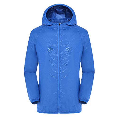 Regenjacke Herren Wasserdicht Sonnenschutz Packbare Ultraleichte Windjacke Fahrrad Regenmantel mit Kapuze Einfarbig Outdoorjacke Atmungsaktiv Dünne Ölzeug Sommerjacke regenponcho für Herren Blau M Regenjacke Herren Wasserdicht Sonnenschutz Packbare Ultraleichte Windjacke Fahrrad Regenmantel mit Kapuze Einfarbig Outdoorjacke Atmungsaktiv Dünne Ölzeug Sommerjacke regenponcho für Herren Blau M von Generisch
