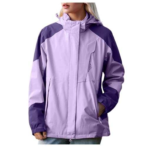 Regenjacken Mäntel Für Damen, Outdoorjacke Damen Wasserdicht Atmungsaktiv Softshell Jacke - Regenjacke Winter Warm Laufjacke Mode Komfortabel Reitjacke Reißverschluss Mit Tasche von Generisch