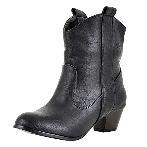 Regenschuhe Damen Britische Stiefel Schuhe Klein Gummistiefel Obermaterial Chic & Stylisch Trendy Blockabsatz Chelsea Knöchel Anti-Rutsch Chunky Heel Highstiefel Absätze Kurze Retro von Generisch