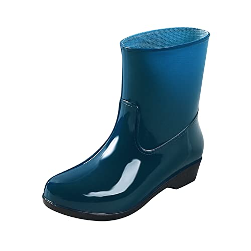 Regenstiefel Damen Gartenschuhe rutschfest Rain Boots Women Gummistiefel Lässig Halbhoch Halbhohe Kurz Damen Arbeit Regenstiefel Regenschuhe Gumischtifel Stiefel Regenstiefeletten Grün EU 35.5 von Generisch