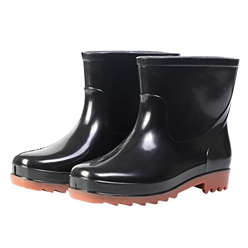 Regenstiefel Damen Lässig Rain Boots Women Gummistiefel Gartenschuhe rutschfest wasserdichte Regenstiefel Gummi Garten Damen Arbeit Regenschuhe Gumischtifel Stiefel Regenstiefeletten Braun EU 43 von Generisch