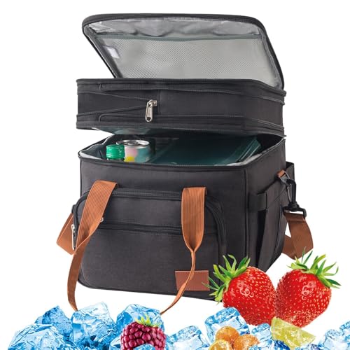 Reise-Kühltasche | Faltbare isolierte Lunchtasche | Große 18L weiche Kühltasche | Tasche für Picknick, Strand, Arbeit und Ausflüge | Tragbare, Faltbare Kühltasche mit Wärmeisolierung für Lebensmittel von Generisch