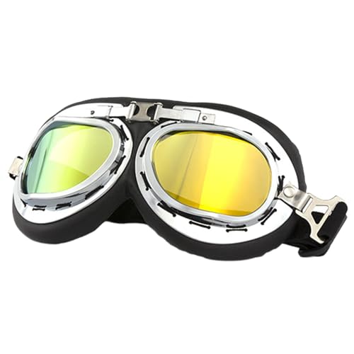 Reitbrille, winddichte Motorradbrille, staubdichte Outdoor-Brille mit verstellbaren Trägern, Motorrad-Retrohelm-Schutzvisier, passt über Brille von Generisch