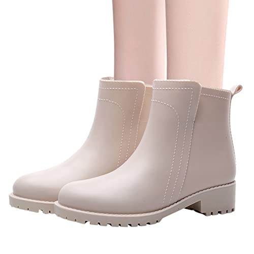 Reitschuhe Damen Regenstiefel Chelsea Boots Segelstiefel Gummistiefel Chelsea Wasserdicht Regenschuhe Halbgummistiefel Stiefelette Kurzs Slip Winddicht Gartenschuhe Rain Boots von Generisch