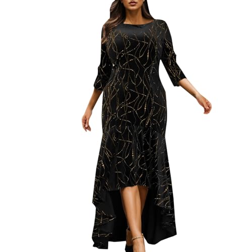 Retro Kleider Damen Kleider Weihnachten Damen Christmas Dress Weihnachts Kleid Weihnachten Kleid Damen Schwarz XL von Generisch