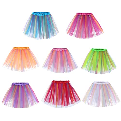 Rock Damen Tüllrock Rot, Tüllrock Regenbogen Damen Karneval Kostüm Elastische Petticoat Tanzrock Faltenrock Tütü A Linien Ballett Blase Tanzkleid Bunt Rockabilly Teen Party 50Er Jahre Tüll Kleid von Generisch