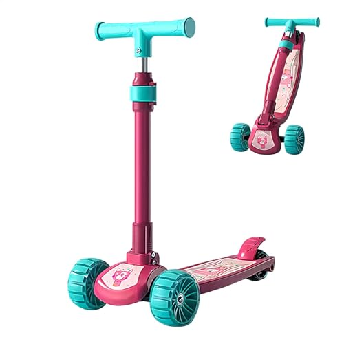 Roller Kinder, Zusammenklappbarer Tretroller Mit LED-Blitz-Rädern, Verstellbarer Kinder-Tretroller Faltbar, Kinder Im Alter Von 2–12 Jahren, Lenkbarer Outdoor-Fahrradroller Für Park Und Innenhof von Generisch