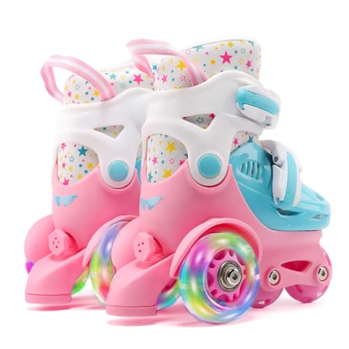 Rollschuh für Kinder | Straight Row Rollschuhe größenverstellbar,Bequeme Rollschuhe für Mädchen, glänzendes lustiges Rollschuh-Geschenk für, Mädchen und Anfänger von Generisch