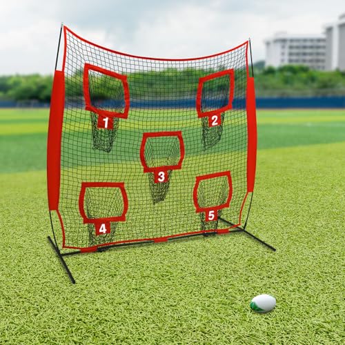 Rugby Wurfnetz 2,1x2,1m mit 5 Zieltaschen - Perfekt für Outdoor- und Indoor-Training, ideal für Rugby-Praxis von Generisch