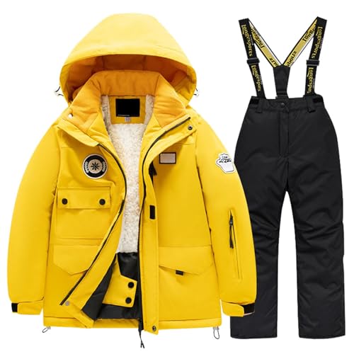 Sale Angebote, Skianzug Kinder 2 Teilig Set Warm Winter Thermoanzug wasserdichte Schneeanzug Snowboard Set Thermo Overall Gefüttert Skibekleidung Ski Anzug Langlaufski Set von Generisch