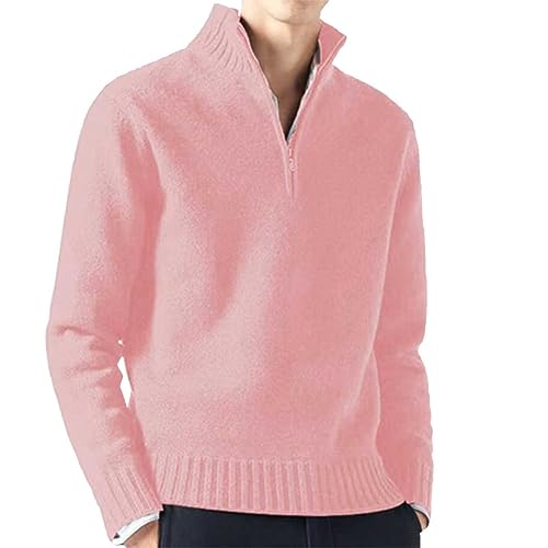 Sale Angebote,Herren Pullover Half Zip Pullover Turtleneck Strickpullover Mit ReißVerschluss Herrenpullover Regular Fit Pullover MäNner Pullover 001 Rot,XL von Generisch