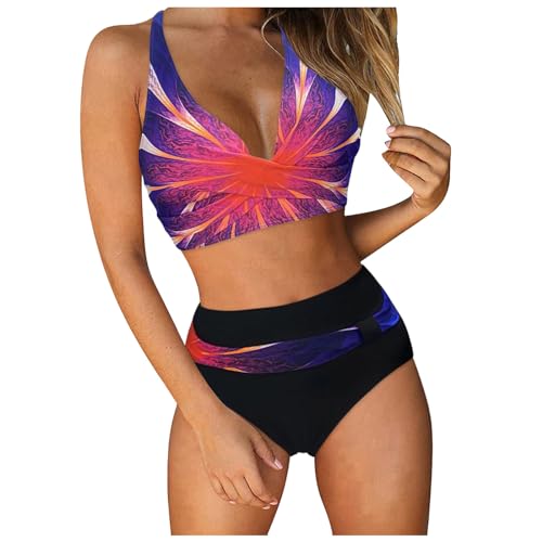 Sale Damen, Damen Zweiteiliger Badeanzug V Ausschnitt überkreuztes Bikini Bademode Bauchkontrolle Bikini Sets Atmungsaktiver Elastischer Badeanzüge Sexy Comf Badebekleidung von Generisch