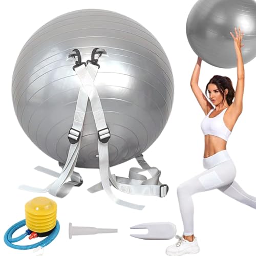 Salto-Ball, Fitness-Yoga-Ball, gewichteter Gymnastikball mit verstellbarem Schultergurt, 250 kg Kapazität, für Kinder und Erwachsene für den Außenbereich von Generisch