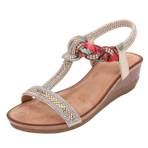 Sandalen, Damen-Sommerschuhe für Damen, Bequeme Stiefeletten, Retro-Slingback-Sandalen, Flache römische Flip-Flops für Damen, Zehensteg-Sandalen von Generisch