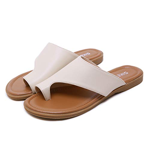 Sandalen für Damen, mit Clip-Zehe, Komfort, Vintage, rutschfeste Sohle, römische Schuhe, Elegante Outdoor-Sommer-Slider, flach, Urlaub, Größe 3,5–8 UK von Generisch