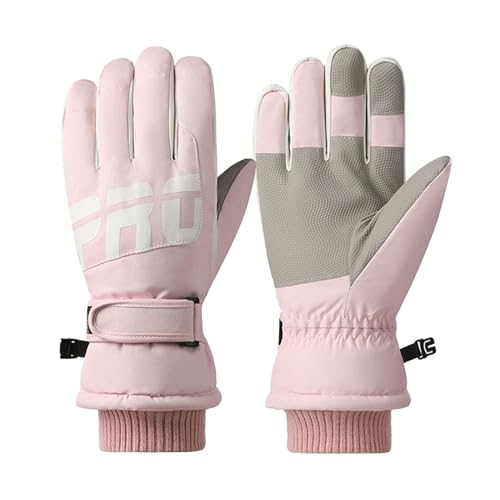 Schäler Kinder Touchscreen, atmungsaktiv, warm, Winter, Schnee, Snowboard-Handschuh für kaltes Wetter, Geschenke für Männer Frauen, 20 ℉, Winddicht, rutschfest, Fahrrad Handschuhe Freizeit (Pink, A) von Generisch