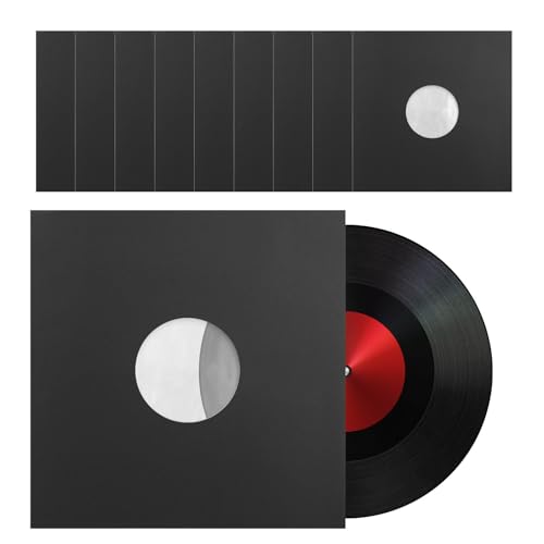 Schallplattenhüllen – 10 Stück mit Poly gefütterter schwarzer Papieralbum-Schallplattenschutz | Antistatische Schutzhüllen für Schallplatten | Multifunktionale Album-Innenhüllen für Audiophile von Generisch