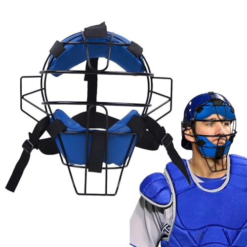 Schiedsrichter-Gesichtsmaske, Baseball-Maske für Erwachsene | Schützendes, verstellbares Geschirr Softball Fielder's Masque | Traditionelle Baseball-Fängermaske aus hohlem Stahl mit bequemer Passform von Generisch