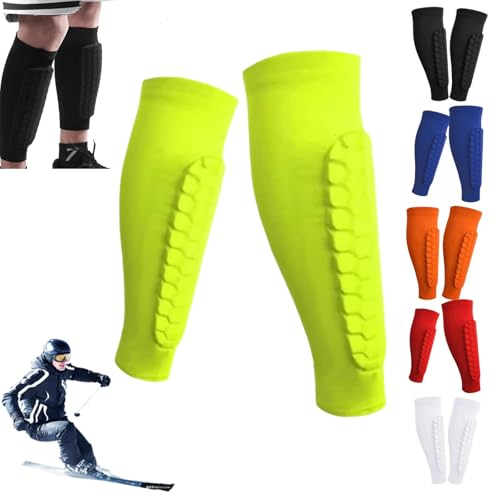 Schienbeinschoner Skifahren,Schienbeinschoner für Fußball,Shindefender Shin Guards, Shin Protector Ski, Atmungsaktive Schienbeinschoner Mit Wabenpolstern,Ski Shin Protector von Generisch